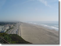 A photograph of Ocean Beach taken from Sutro Heights Park in San Francisco, California.  Image copyright © Philip W. Tyo 2007