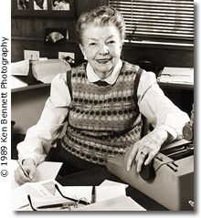 Photograph of Phyllis A. Whitney.  1989 Ken Bennett Photography. Used with permission.